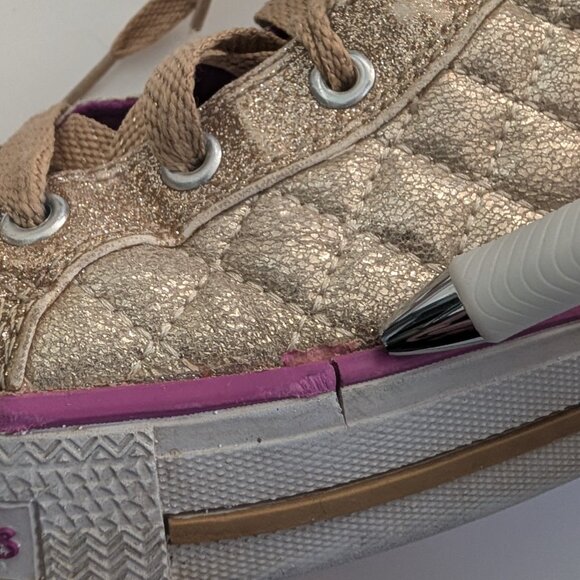 Sketchers Twinkle Toe High Top in Glitter Gold, Big Girl Size 4 - Picture 12 of 13